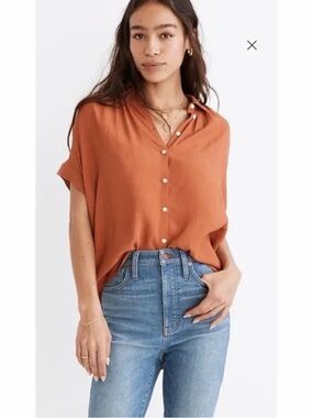 Madewell Central Drapey Shirt in Burnt Orange